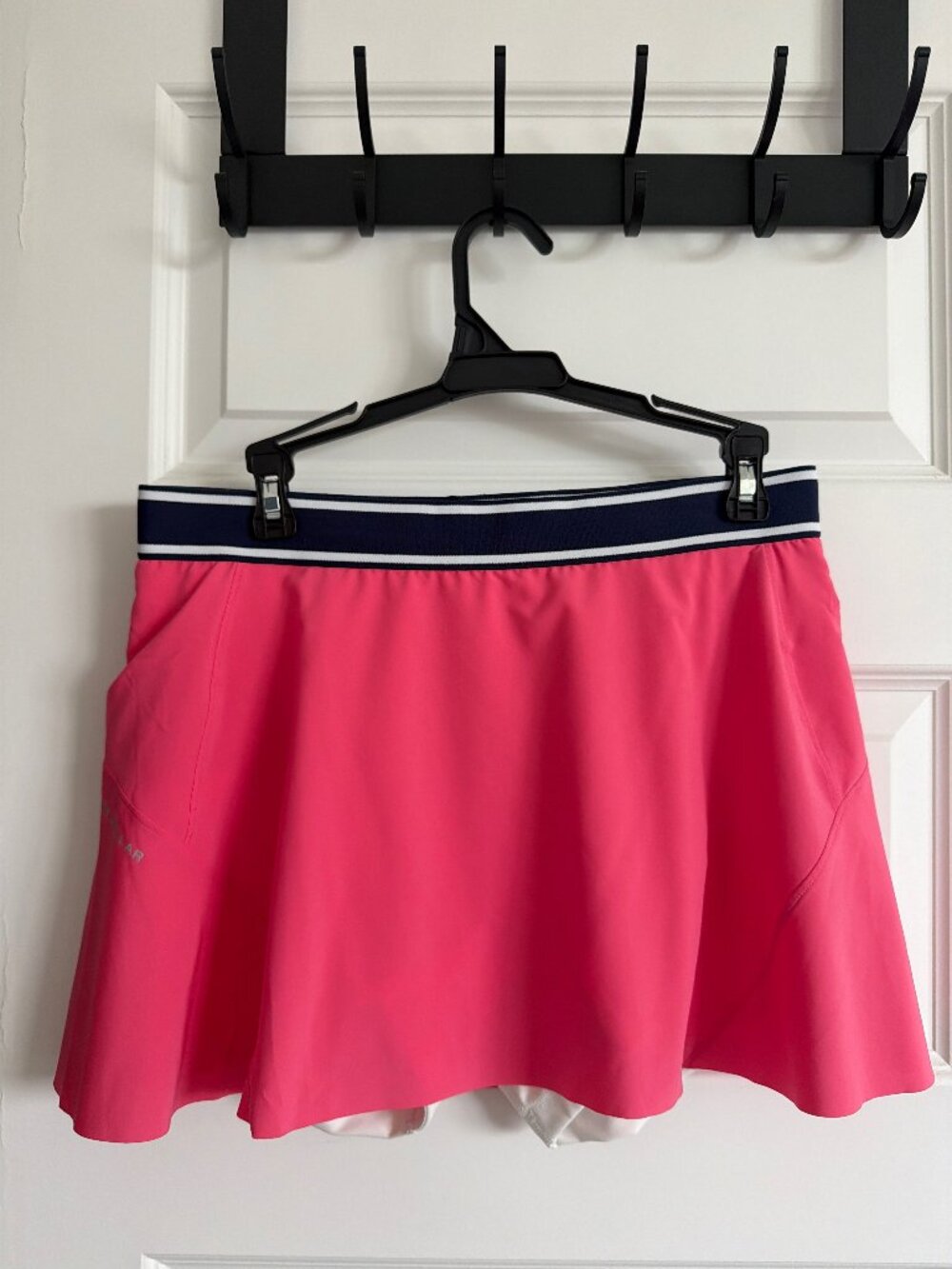 Peter Millar Pink Athletic Skort with Navy/White Striped Waistband- L